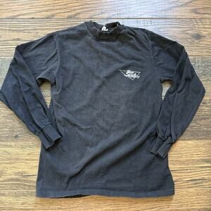 Vintage 1988 Big Stick Surfing Assoc Shirt M Black Hanes USA Surf Long Sleeve